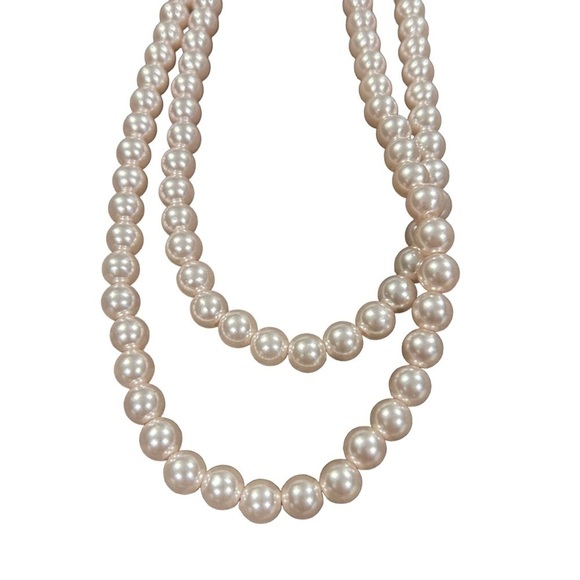 Pale Pink Faux Pearl Long Single Strand Necklace by Stephan & Co. - Picture 10 of 14